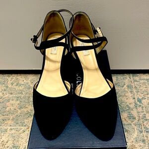 Cole Haan black suede- Lacey wedge with ankle strap- 75mm-6.5